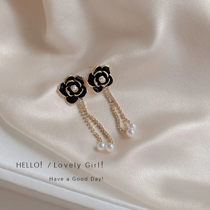 fashion women simple flower earrings elegant classic feminie camellia studs