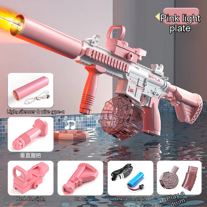 Summer Hot M416 With lighting Water Gun Electric Pistol Shooting Toy Full Automatic Summer Beach Shoot Toy For Boys Girls Gift