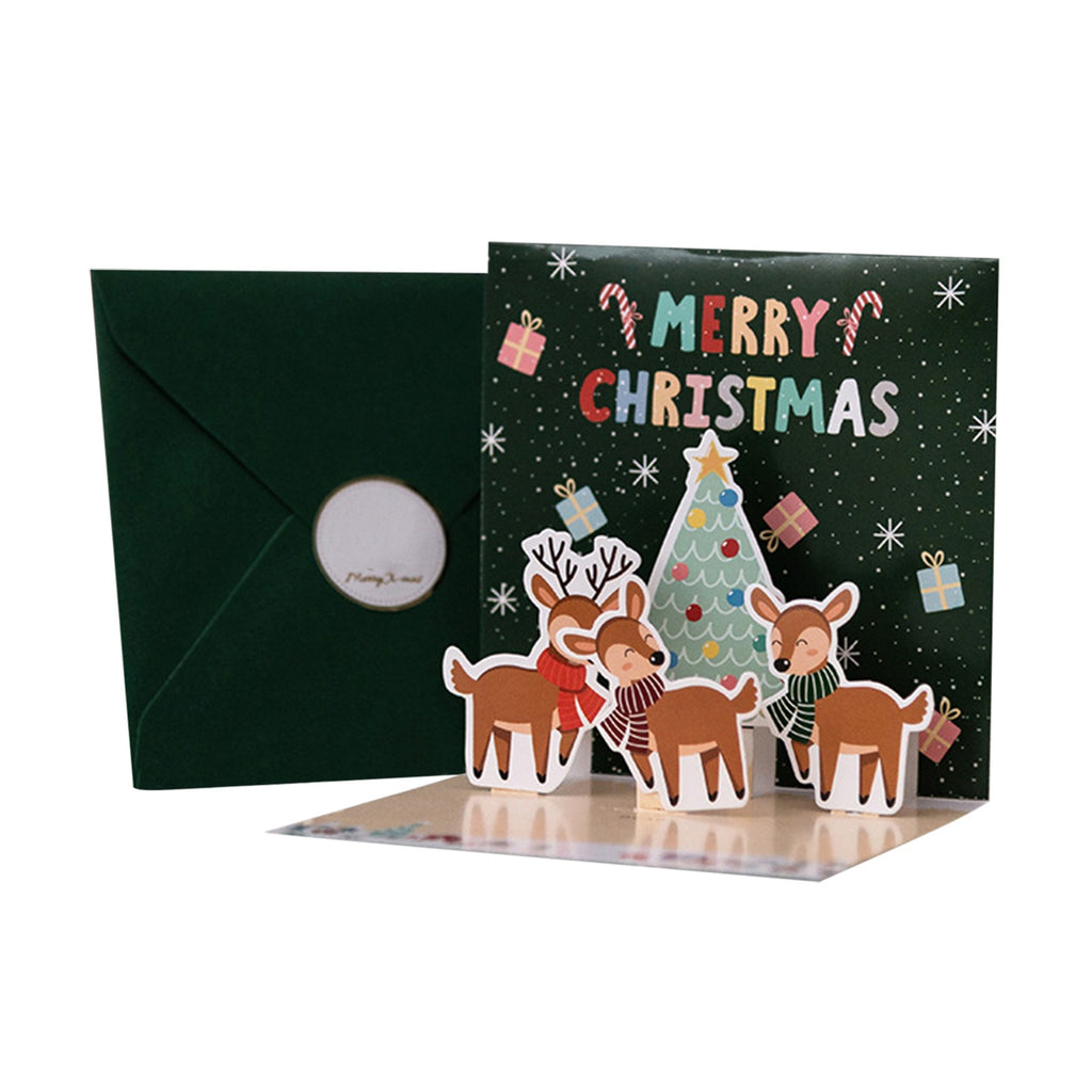 3d Pop Up Greeting Cards With Envelope Friend Family Blessing Postcard For Holiday Birthday New Year Christmas Gifts Xmas Decor