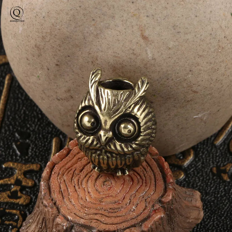 Cute Owl Brass Knife Bead EDC Outdoor DIY Paracord Woven Bracelets Accessories Lanyard Pendant Umbrella Rope Flashlight Hangings