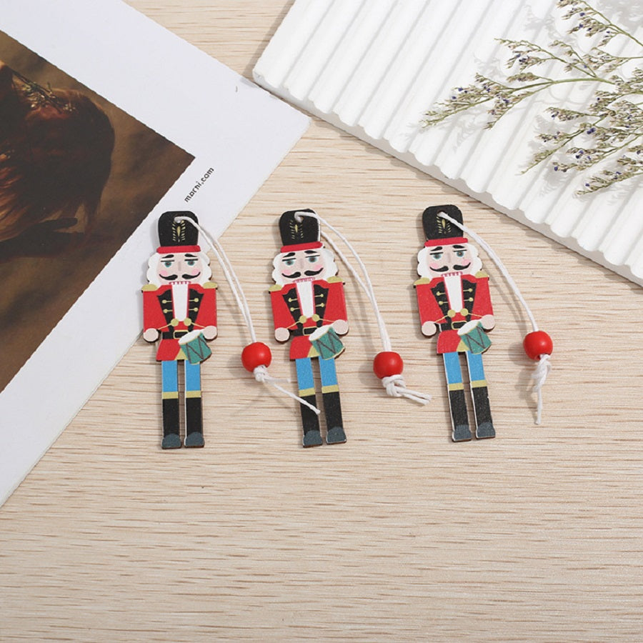 9Pcs Christmas Wooden Nutcracker Soldier Hanging Pendants Christmas Tree Ornaments Xmas New Year Party Decorations Supplies