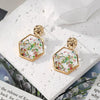 Colorful Dried Flower Earring Unique Epoxy Resin Pressed Flower Earring Women Natural Floral Geometric Boho Earring Wholesale