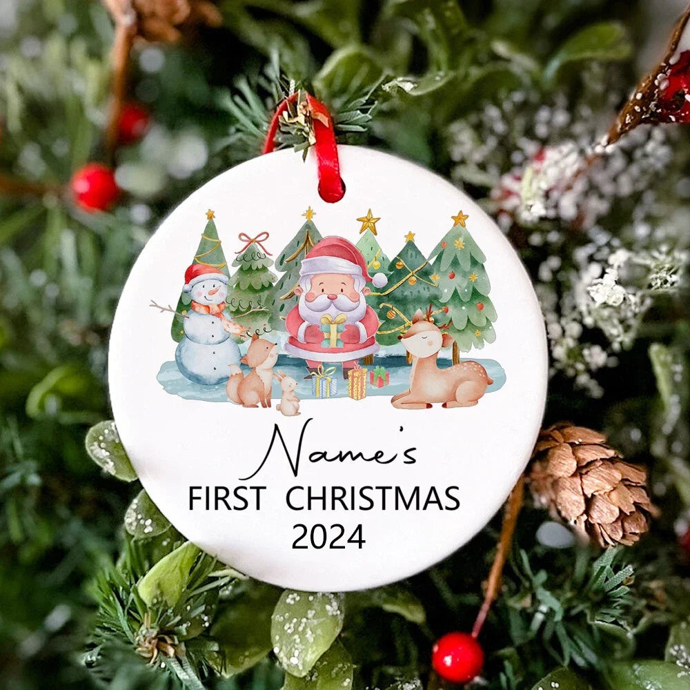 Personalized Christmas Ornament Baby First Christmas Photo Prop Ornament Custom Keepsake Gift Infant Xmas Ceramic Ornament