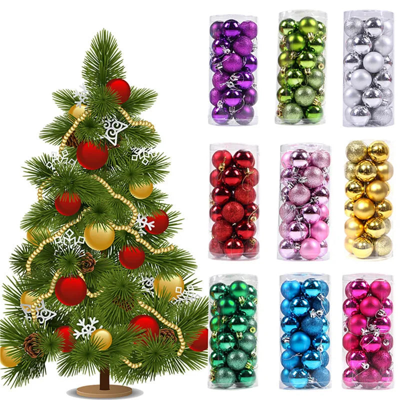 24PCS Christmas Balls Christmas Tree Ornaments Ball Xmas Hanging Tree Pendants Home Party Decor 2025 New Year Gift Noel Navidad