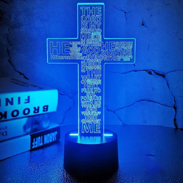 Jesus Cross 3D LED Night Light for Friends Xmas Easter Room Decor Gifts Crucifix Optical Illusion Desk Table Lamp Nightlight