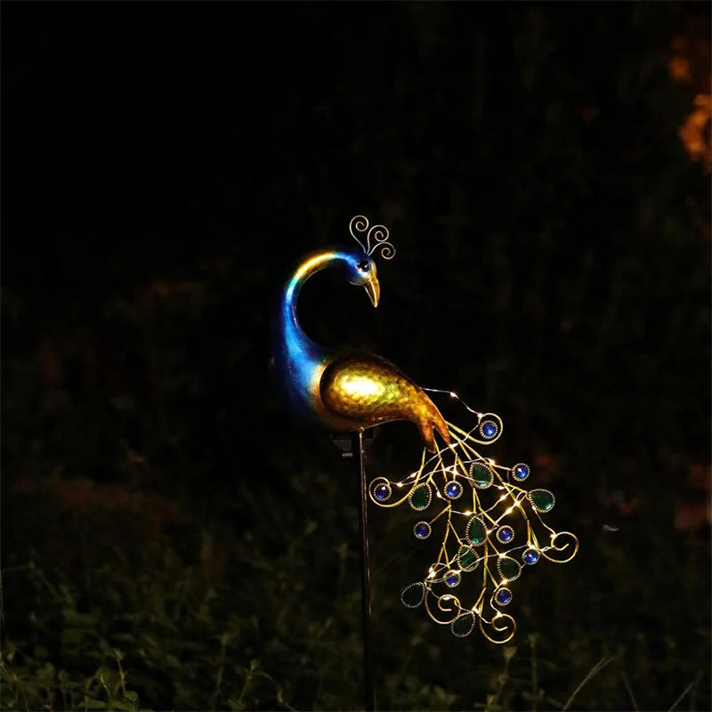 Solar Powered LED Lawn Light Peacock Waterproof Fairy Garden Decorative Lighting For Pavilion Yard Landscape Garden Lawn Lights