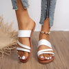 Rimocy 2023 Summer Flat Heel Sandals for Women Casual Plus Size Beach Slippers Woman Pu Leather Strap Slip-On Gladiator Sandals