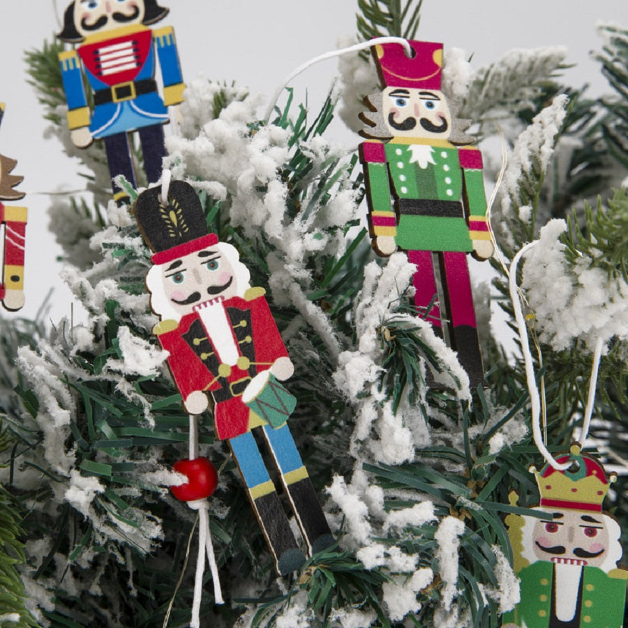 9Pcs Christmas Wooden Nutcracker Soldier Hanging Pendants Christmas Tree Ornaments Xmas New Year Party Decorations Supplies