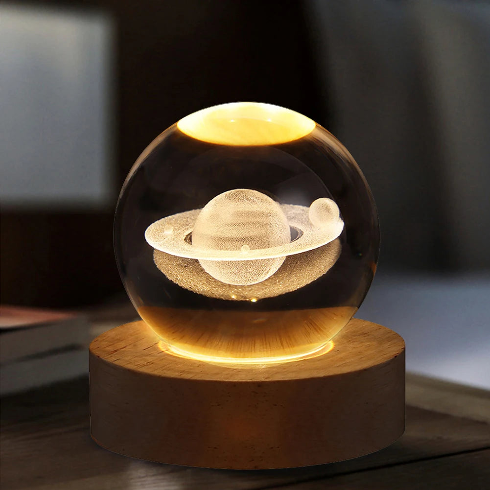 Unique USB Night Light with Galaxy and Planetary Projections 3D Crystal Ball Lamp for Cozy Atmosphere plasma ball Night Light