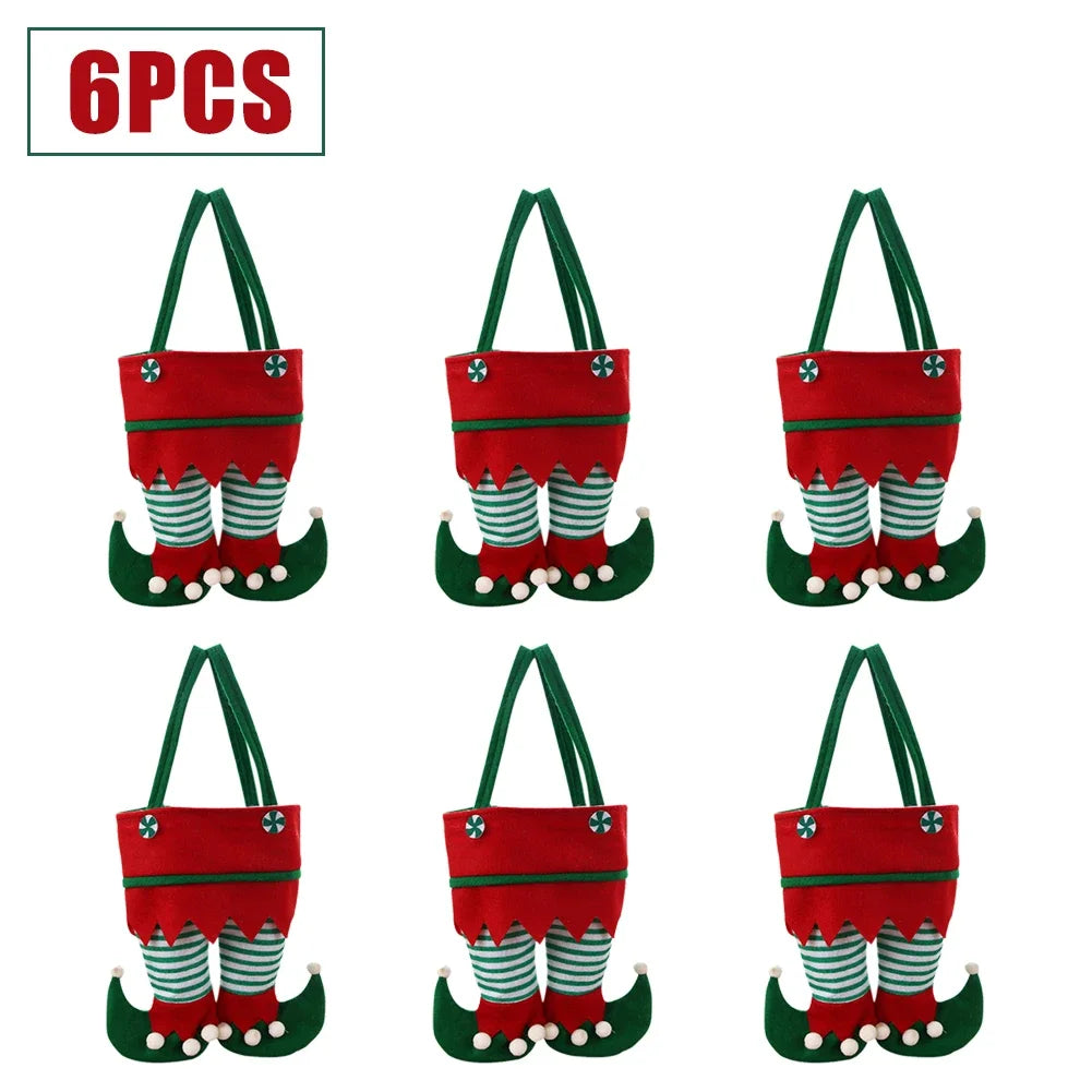 10-1pcs Christmas Candy Bags Santa Gift Bag Christmas Decorations 2023 Navidad Xmas Gift Bags Cristmas Candy Bags Velvet Bags