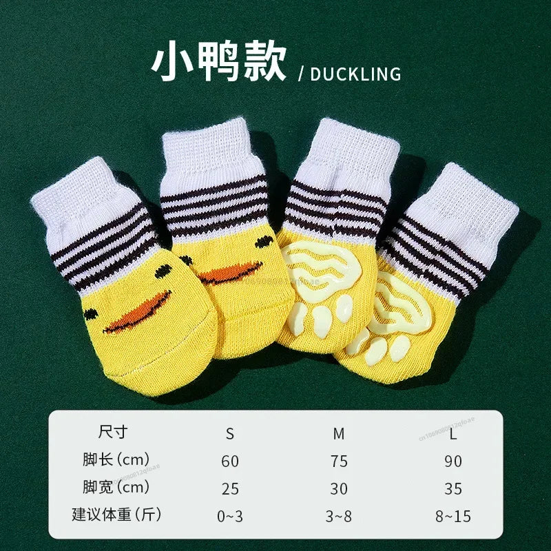 4pcs Winter Pet Dog Socks Small Cat Knit Warm Socks Dog Anti-Slip Socks Chihuahua Thick Paw Protector Booties Pet Accessories