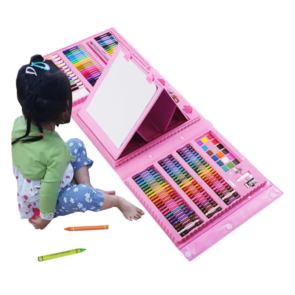 Kids Art Supplies 208 Pcs Double Sided Trifold Easel Painting Art Set Painting Supplies Set With Sketch Pad Markers For Boys