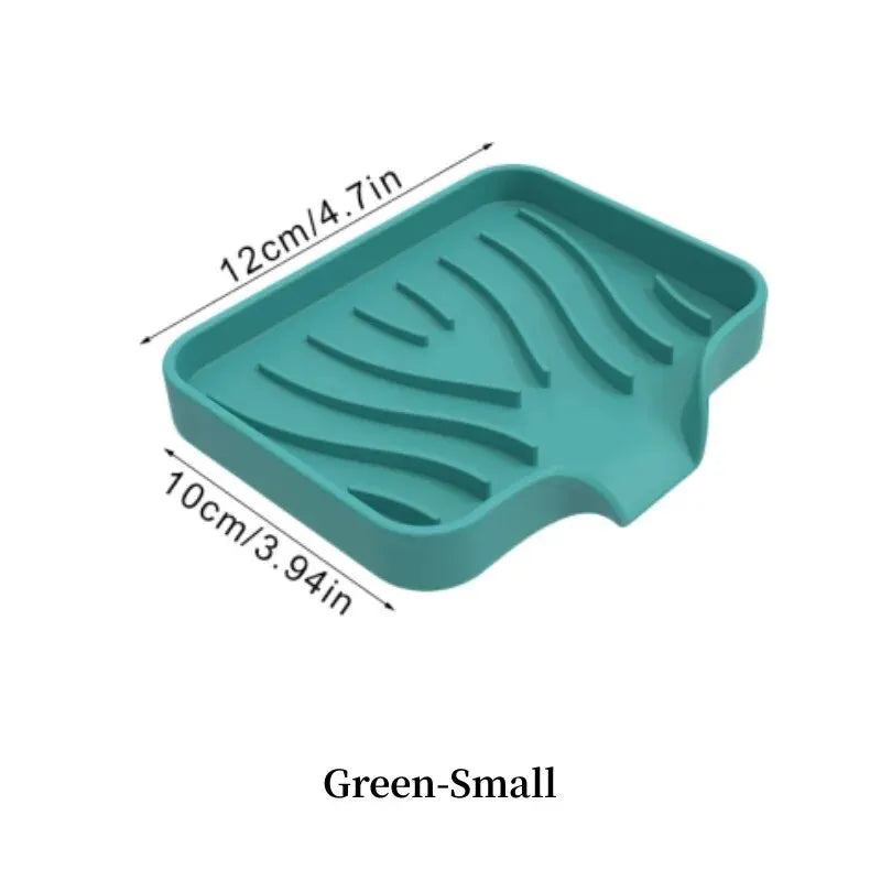 1 Pcs Silicone Soap Tray/Stand, Self-Draining Soap Pad,Multifunctional No-Punch Sink Tray Storage Rack for Bathroom Kitchen