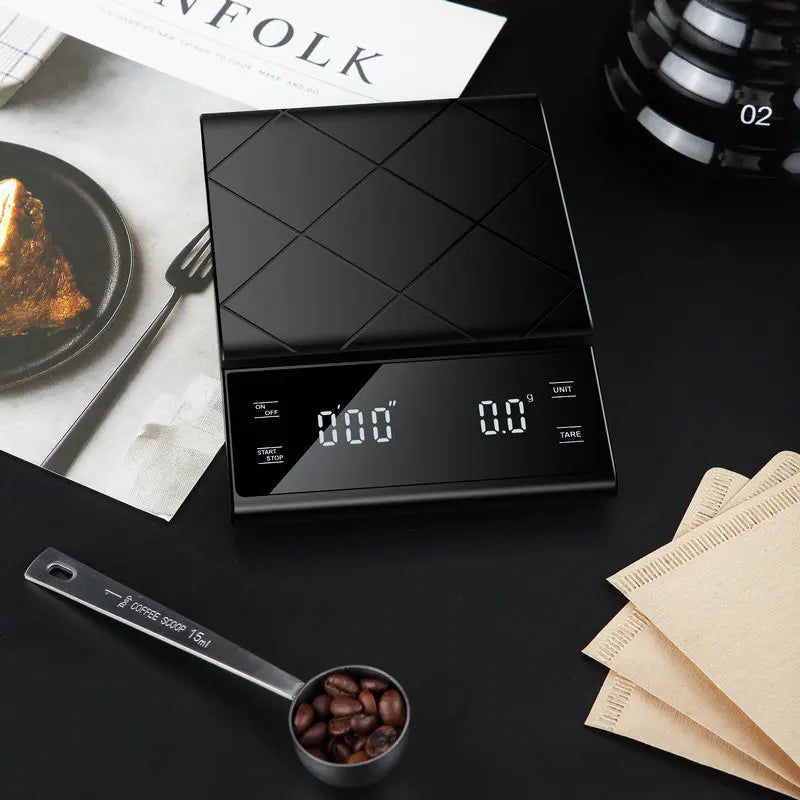 Coffee Scale, Timer Function, Digital Display, Maximum Weighing 5kg, Accuracy 0.1g Food Kitchen Scale Gram Weight Small Balance