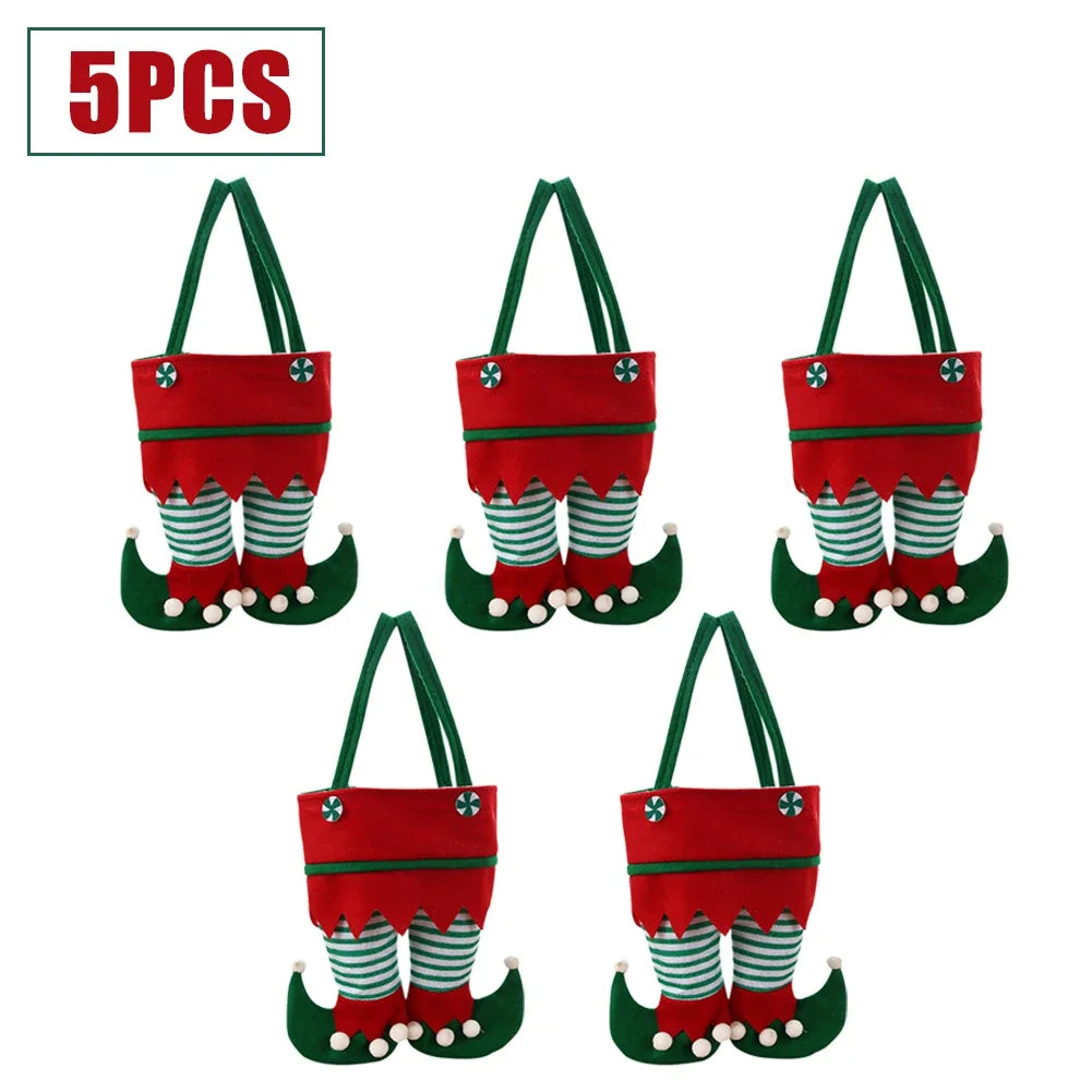 10-1pcs Christmas Candy Bags Santa Gift Bag Christmas Decorations 2023 Navidad Xmas Gift Bags Cristmas Candy Bags Velvet Bags