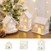 Mini Christmas LED Light Wooden House Kids Gift with Snowflake White Glowing Castle Luminous Christmas Tree