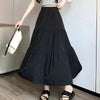 Korean Style Fashion Pleated Skirt Casual Sweet Women's Skirt High Waist White Black A-line Summer Skirt Girl Elegant Dress