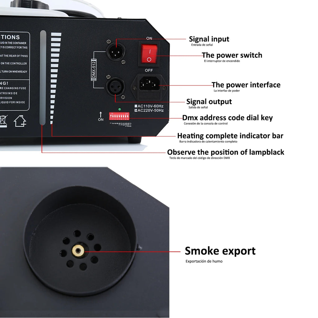 1500W DMX Low Fog Smoke Machine Fogger Up DJ Party Remote controller DMX controller 220V Stage Lighting 1/2pcs