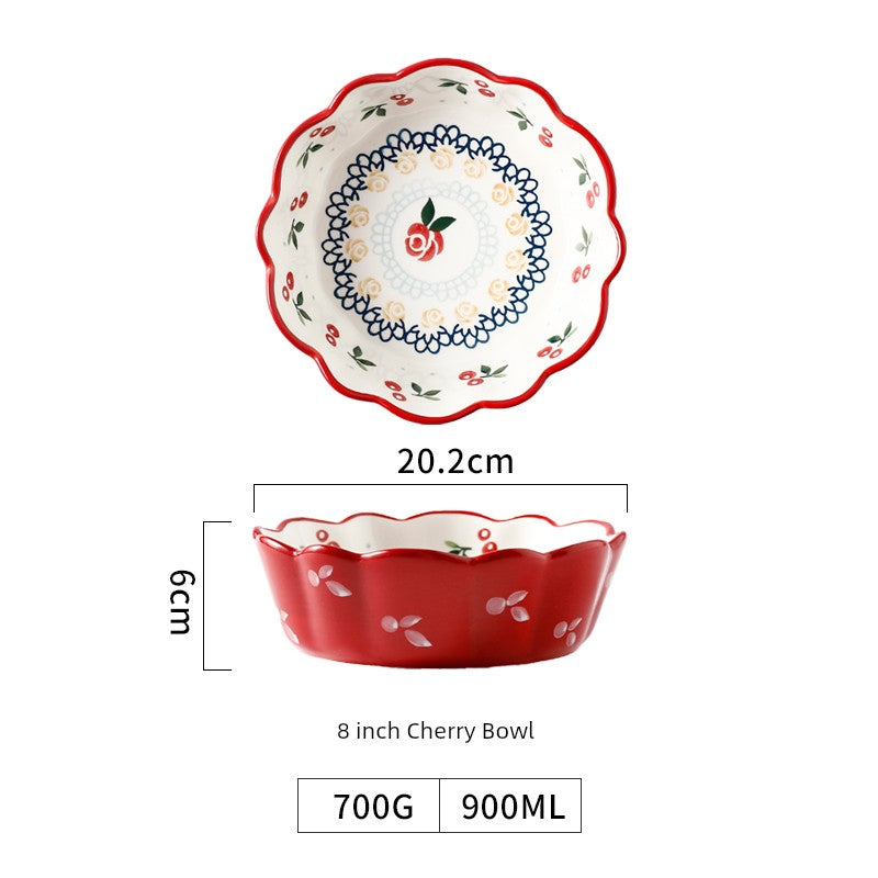 Retro Cherry For Home Delicate Complementary Food Steamed Egg Bowl Ceramic