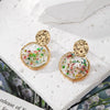 Colorful Dried Flower Earring Unique Epoxy Resin Pressed Flower Earring Women Natural Floral Geometric Boho Earring Wholesale