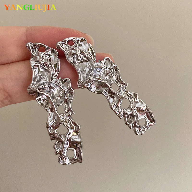 Irregular Metal Earrings European And American Style Hip-hop Punk Fashion Personality Long Earrings Ms Girl Travel Accessories