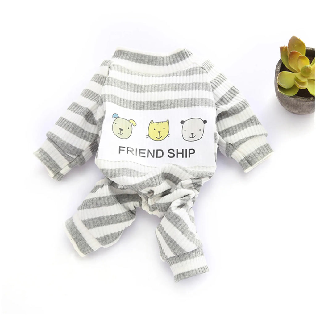 Cotton Dog Pajamas Stripe Classic Pet Jumpsuit Winter Dog Clothes For Small Dog Puppy Cat Costume Chihuahua Yorkie Poodle Outfit