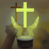 Jesus Cross 3D LED Night Light for Friends Xmas Easter Room Decor Gifts Crucifix Optical Illusion Desk Table Lamp Nightlight