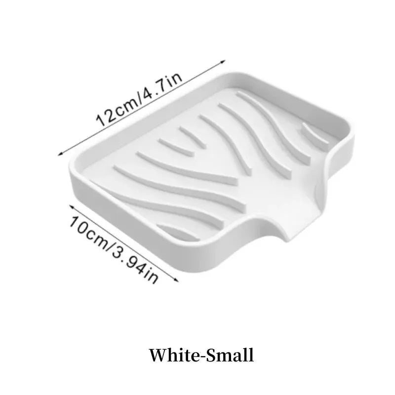 1 Pcs Silicone Soap Tray/Stand, Self-Draining Soap Pad,Multifunctional No-Punch Sink Tray Storage Rack for Bathroom Kitchen