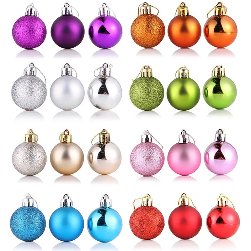 24PCS Christmas Balls Christmas Tree Ornaments Ball Xmas Hanging Tree Pendants Home Party Decor 2025 New Year Gift Noel Navidad