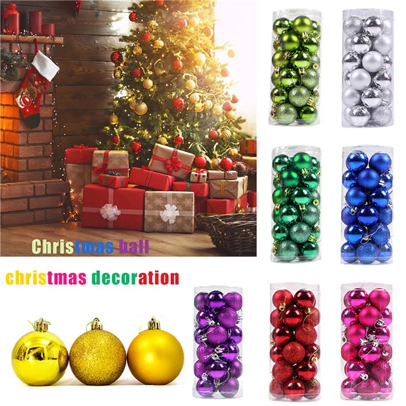 24PCS Christmas Balls Christmas Tree Ornaments Ball Xmas Hanging Tree Pendants Home Party Decor 2025 New Year Gift Noel Navidad