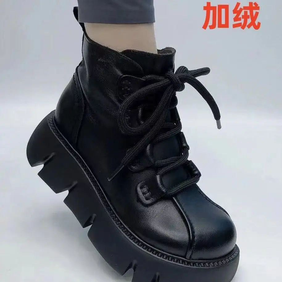 Retro British Style Short Boots 2023 Autumn Winter New Round Toe Thick Bottom Side Zipper Short Boots for Women Zapatos Mujer