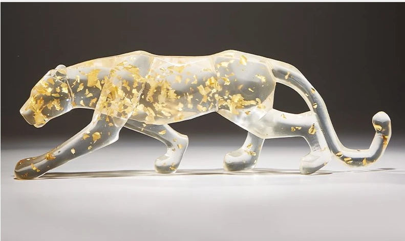 Modern Fortune Transparent Money Leopard Resin Adornments Office Workroom Sculpture Crafts Home Livingroom Figurines Decoration