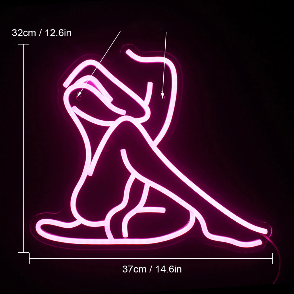 Sexy Lady Neon Sign Woman Body Pink Led Lights USB Powered Wall Light Up Signf For Home Bedroom Party Bar Night Club Room Decor