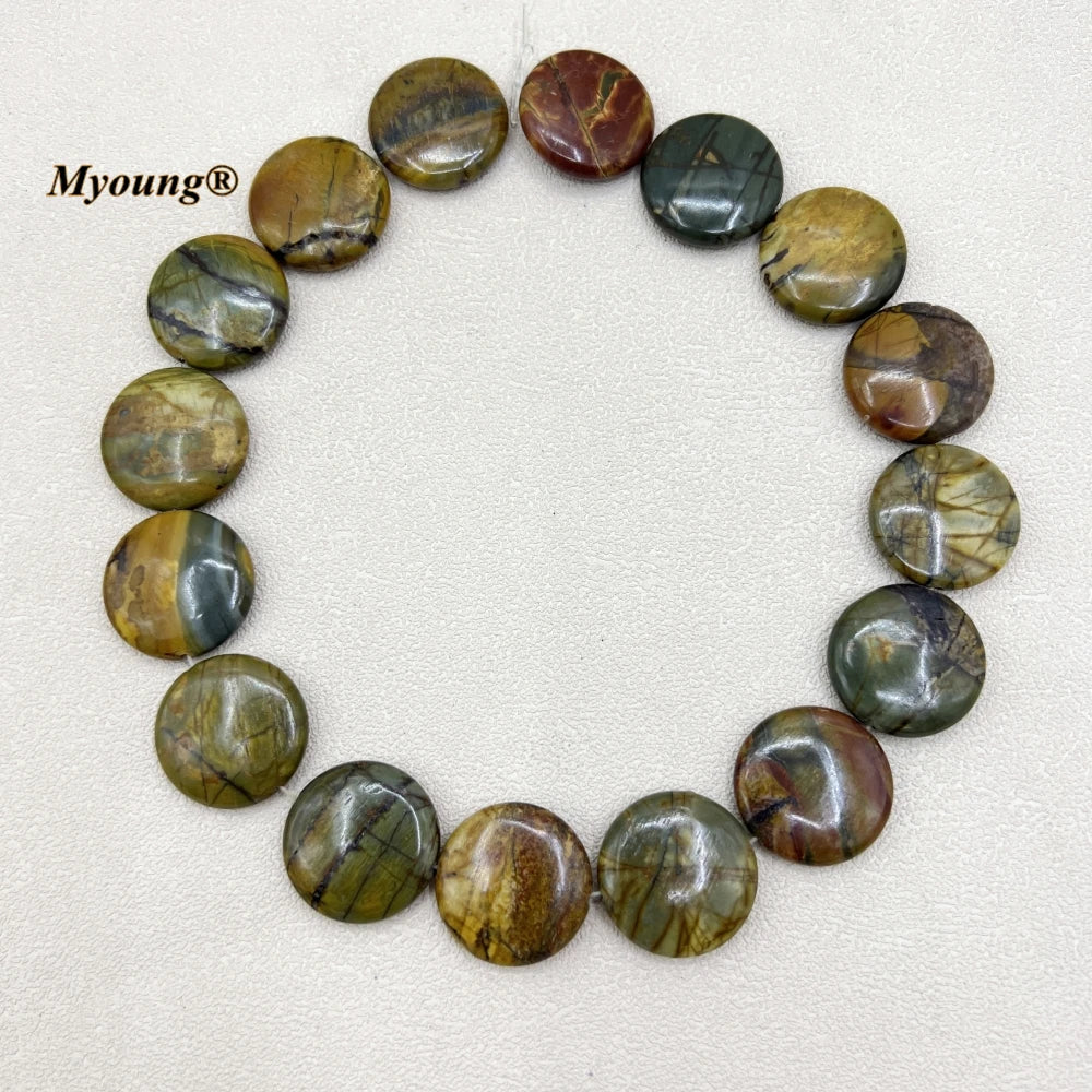 25MM Round Natural Picasso Jaspers Slice Stone Pendant Beads For DIY Jewelry Making MY230526