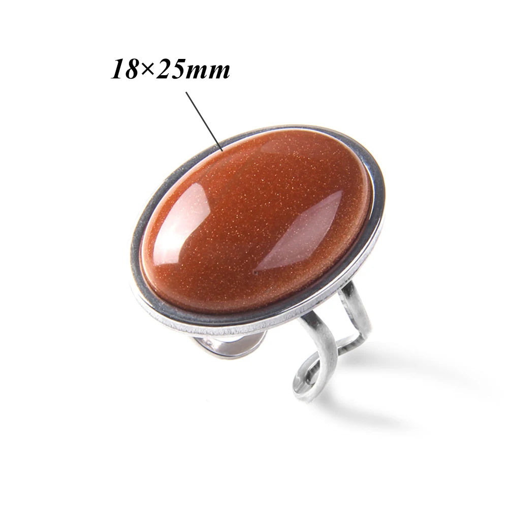 Fashion Female Finger Ring Pink Agat Quartzs Tiger Eye Rings Silver Color Simple Energy Yoga Ring for Women Girls Jewelry Gift