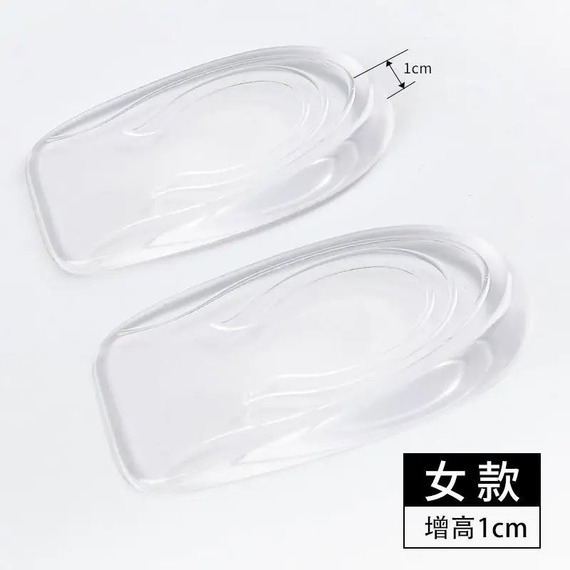 1pair Silicone Gel Insoles Men Women Transparent Half Heel Insole Pad Height Increase Shoes Pad Foot Cushion Shoe Accessories