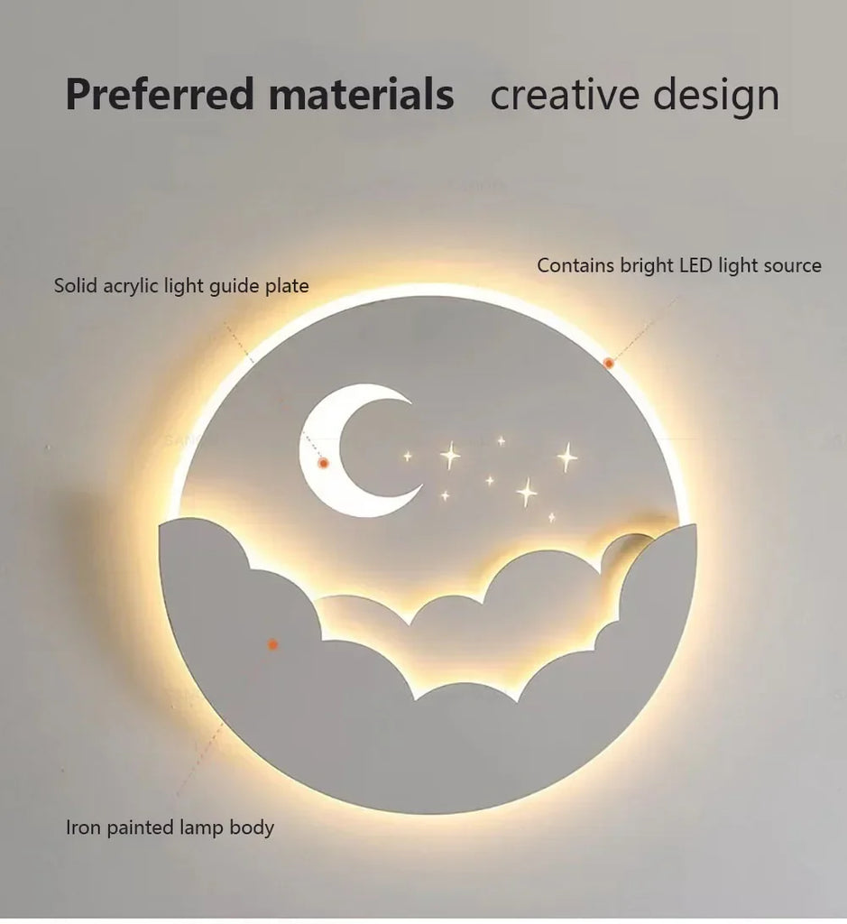 Modern LED Wall Lamp for Living Dining Bedroom Aisle Study Entryway Moon Sconce Light Indoor Home Decor Lighting Fixture Luster