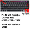 Keyboard Cover for Macbook Air 13 11 Pro 14/16 M1 Touch Bar 15 12 Retina Silicone Protector Skin A2179 A2337 A2338 A2442 US EU