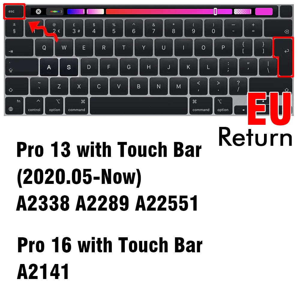 Keyboard Cover for Macbook Air 13 11 Pro 14/16 M1 Touch Bar 15 12 Retina Silicone Protector Skin A2179 A2337 A2338 A2442 US EU