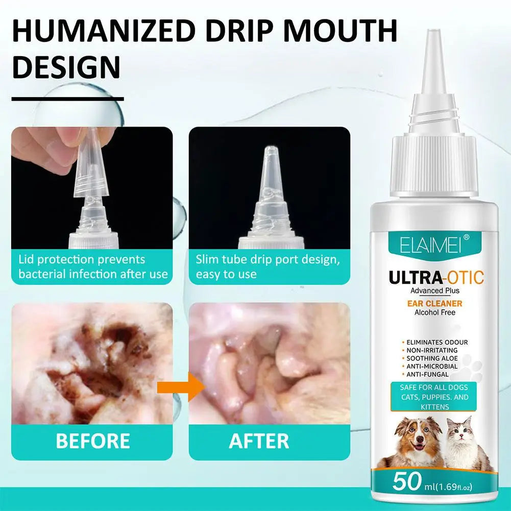 50ml Pet Ear Cleaner Cat Dog Ear Cleaner Ear Wax Remover Pet Cleaning Dog Yeast Infection Solution Cat Ear Solution Cleaner T3B8