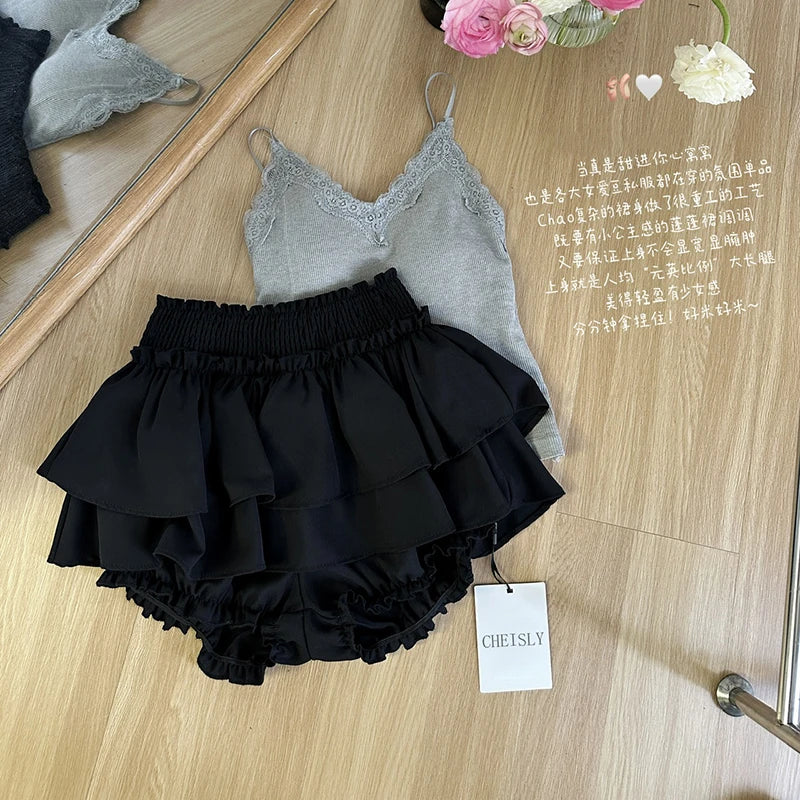 Sweet Style Ball Gown Spring Summer Gyaru Wrap Hip Pleated Skirt Sexy High Waist Hiphop Korean High Street Coquette New Trend