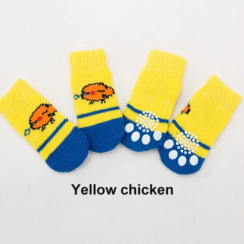 4pcs Pet Socks Dog Socks Breathable Anti-Slip Puppy Shoes Pet Cat Socks Dog Shoes For Small Breeds Spitz York Dogs Chihuahua