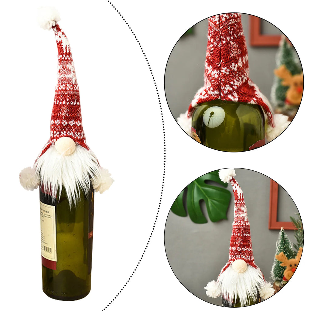 Christmas Supplies Tall Hat Faceless Doll Wine Bottle Christmas Ornaments Holder Santa Claus Wine Bag New Year'S Eve Decorations