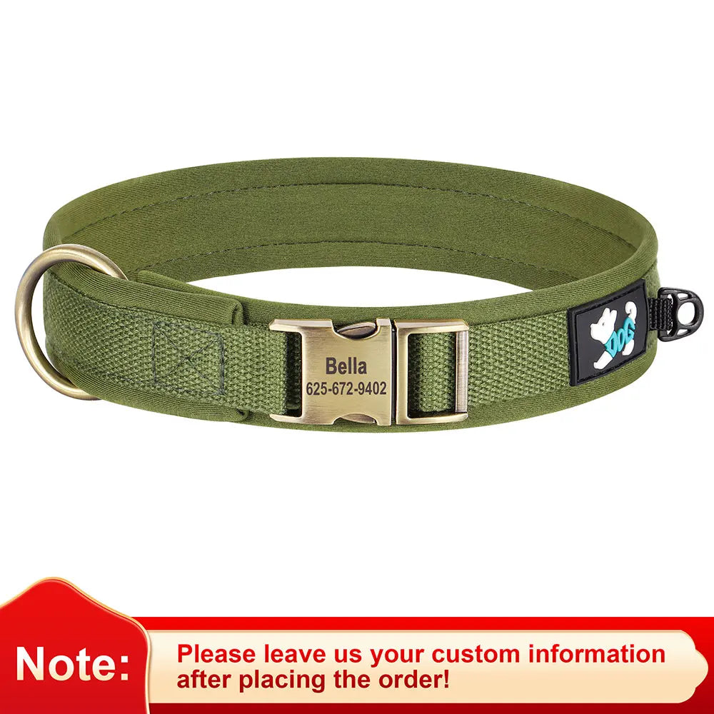 Personalized Nylon Dog Collar Soft Padded Dog Collars Durable Pet ID Collar Adjustable for Small Medium Large Dogs Free Custom