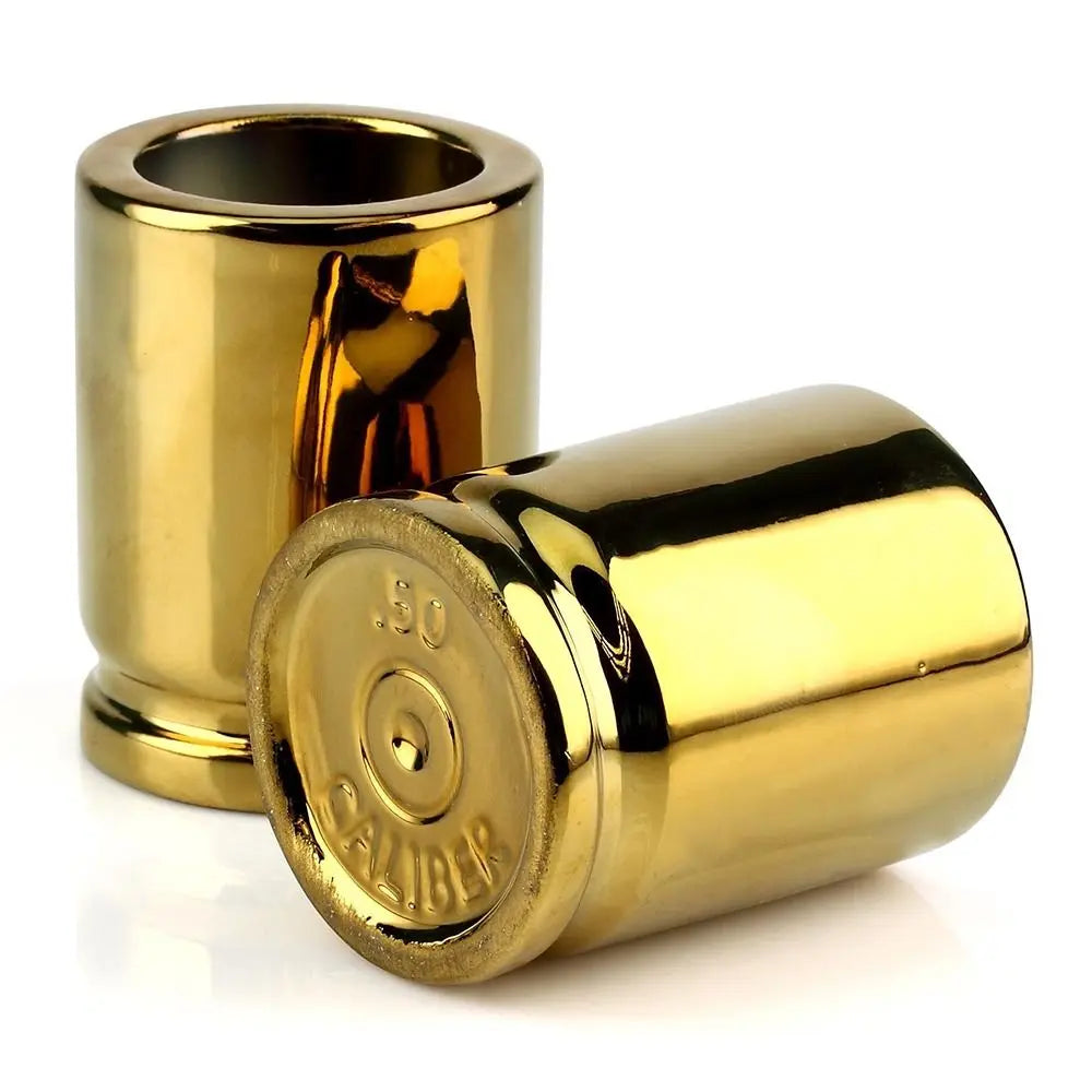 Caliber Gourmet 50 Caliber Shot Glass Golden Whiskey Wine Glass For Bar Party Beer Mug