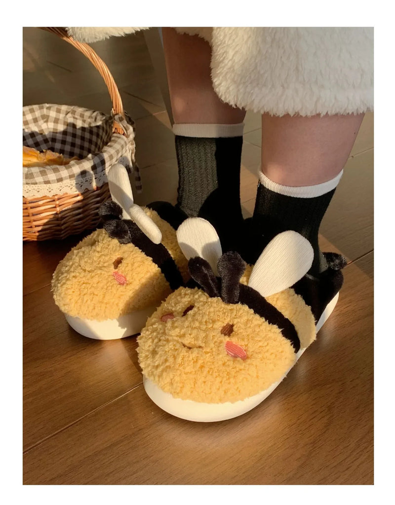 zapatos para mujeres Winter Cute Female Shoes Bee Cotton Slippers Soft Sole Anti Slip Shoes for Women Student Warm Women Shoes