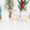 Mini Christmas LED Light Wooden House Kids Gift with Snowflake White Glowing Castle Luminous Christmas Tree