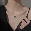 Summer 925 sterling silver black butterfly necklace female exquisite clavicle chain temperament pendant gifts to friends jewelry