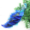 Christmas Decorations Faux Glitter Blue Peacock Ornaments With Tail Feather For Christmas Tree Decorations Garden Decor Yard