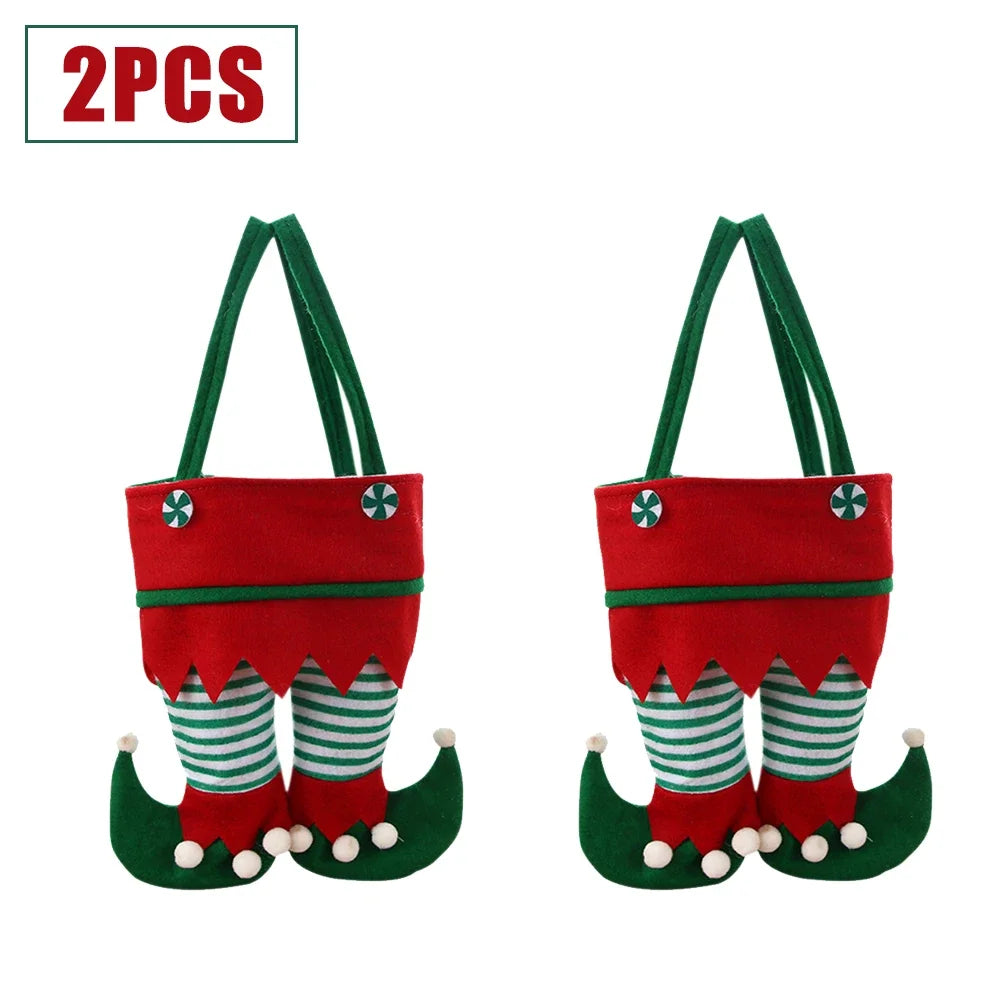 10-1pcs Christmas Candy Bags Santa Gift Bag Christmas Decorations 2023 Navidad Xmas Gift Bags Cristmas Candy Bags Velvet Bags